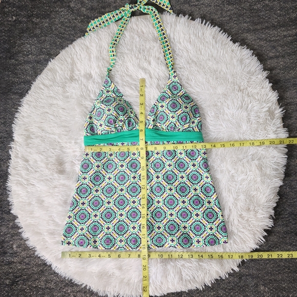 Small Green Prana Geometric Tankini Top - Picture 8 of 11